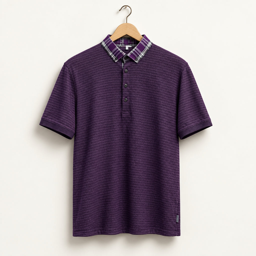 Ted Baker Collared Half Button Up Stripped Black/Purple Men’s Size S