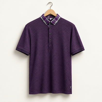 Ted Baker Collared Half Button Up Stripped Black/Purple Men’s Size S