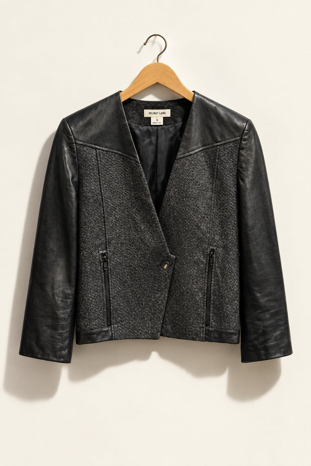 Helmut Lang Leather Blazer Black Ladies Size 4