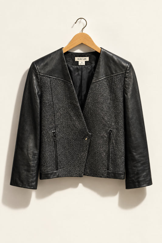 Helmut Lang Leather Blazer Black Ladies Size 4