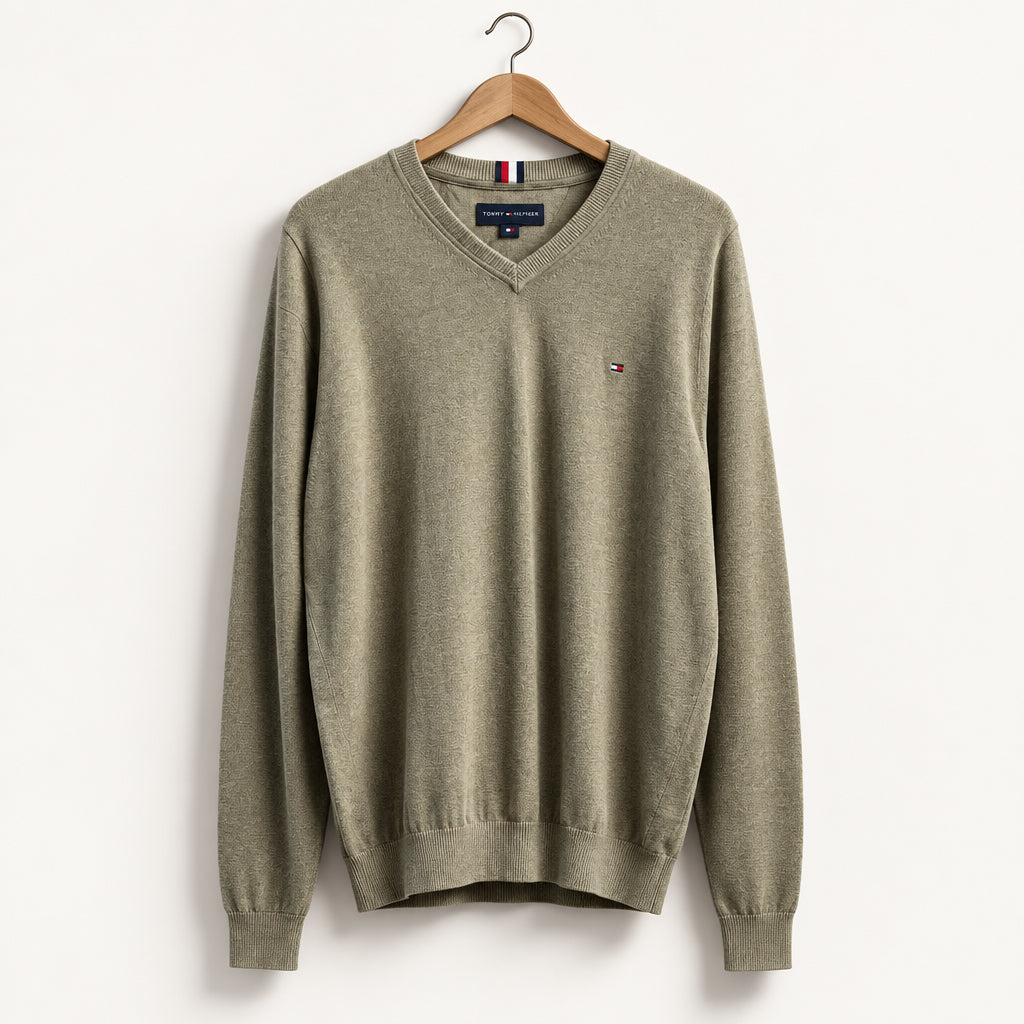 Tommy Hilfiger Knit Sweater V-Neck Beige Men’s Size XXL