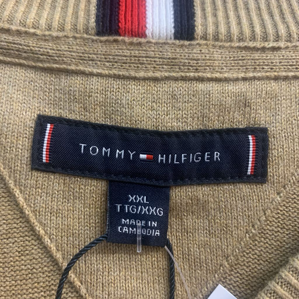 Tommy Hilfiger Knit Sweater V-Neck Beige Men’s Size XXL