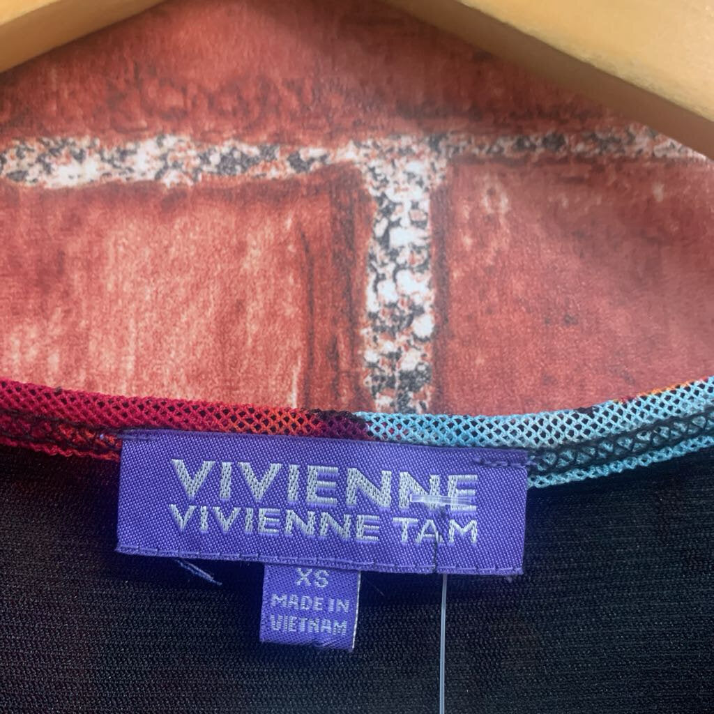 Vivienne Tam T-shirt Floral Design Red/Orange/Purple/Blue Ladies Size XS