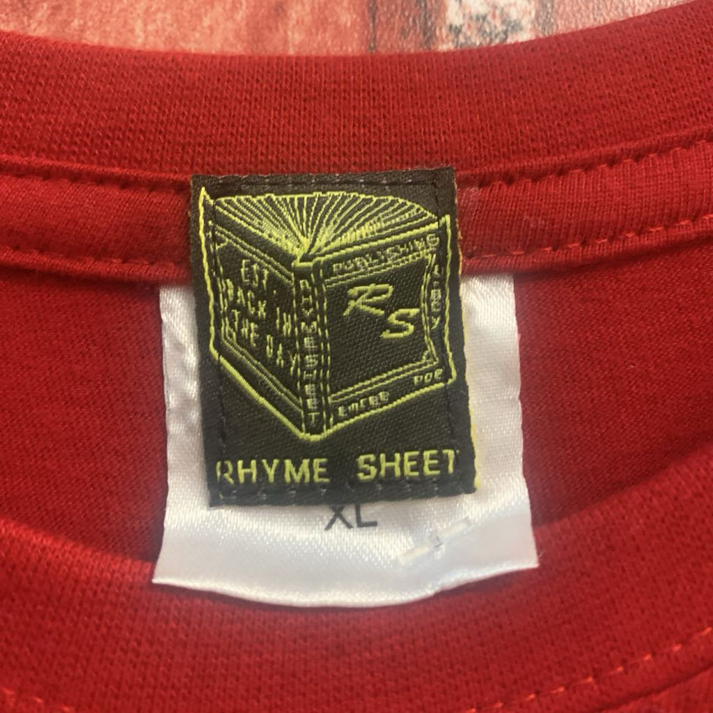 Rhyme Sheet T-Shirt Red Men’s Size XL