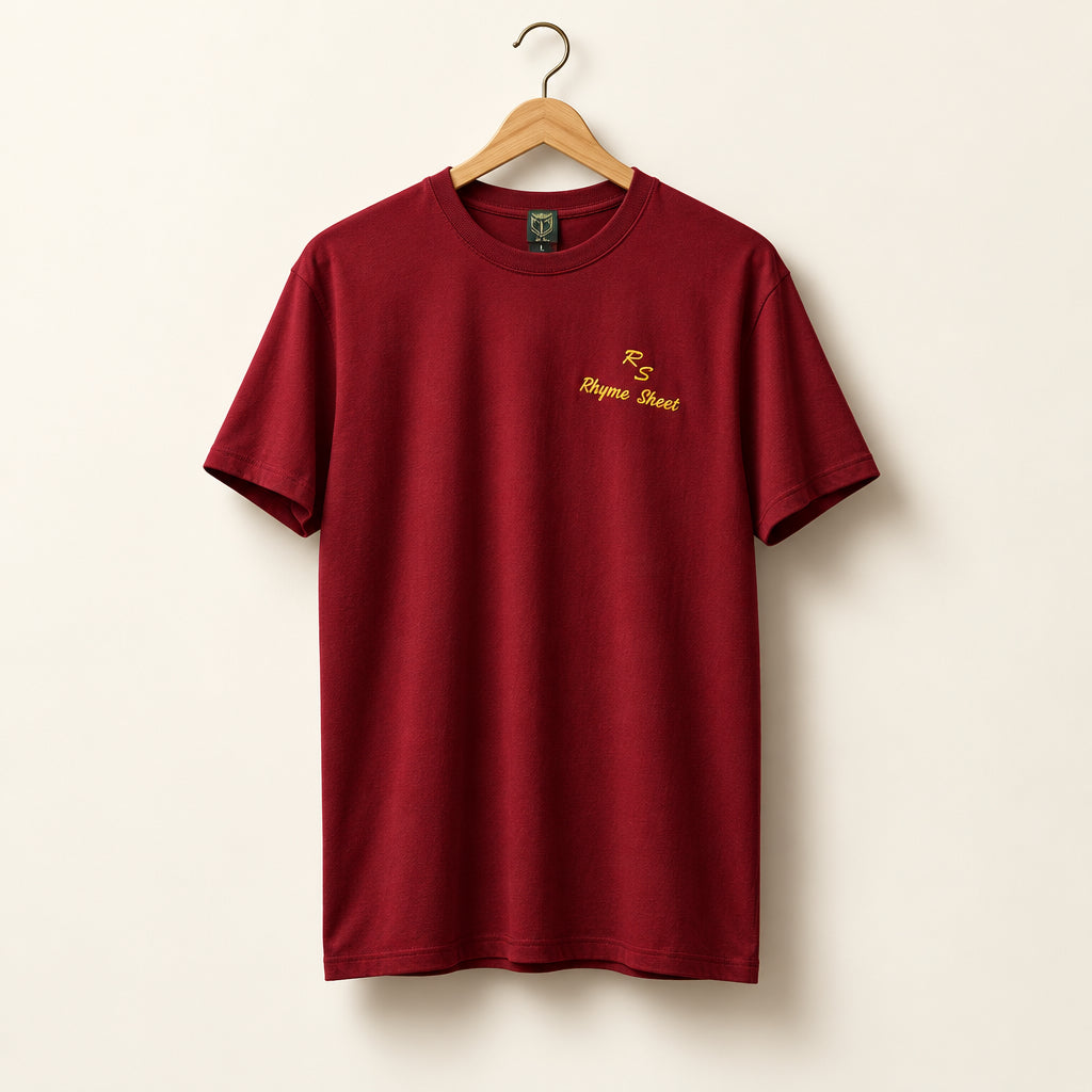 Rhyme Sheet T-Shirt Red Men’s Size XL