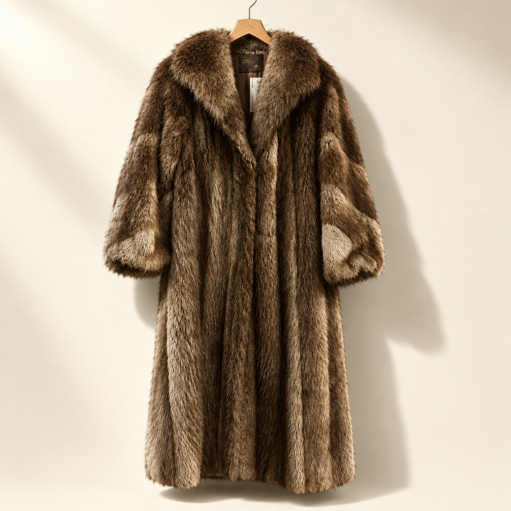 Unbranded Made in Canada Long Fur Coat Brown Ladies Size XL