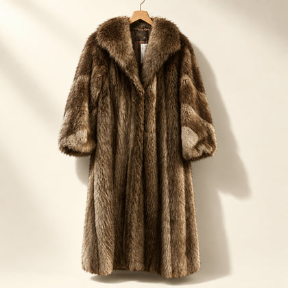 Unbranded Made in Canada Long Fur Coat Brown Ladies Size XL