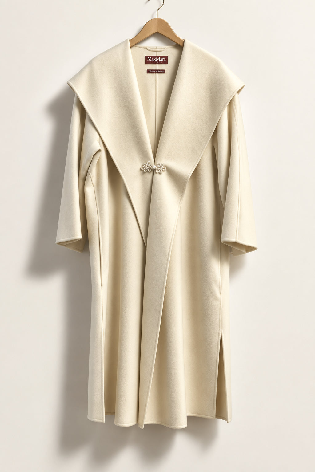 Max Mara Studio Cucito a Mano Light Wool Long Jacket Yellow Ladies Size XL