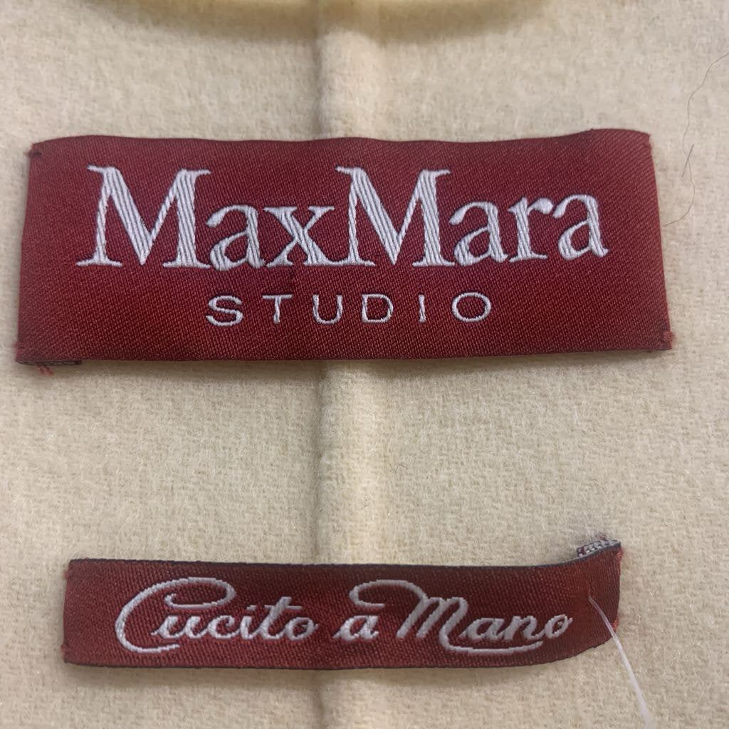 Max Mara Studio Cucito a Mano Light Wool Long Jacket Yellow Ladies Size XL