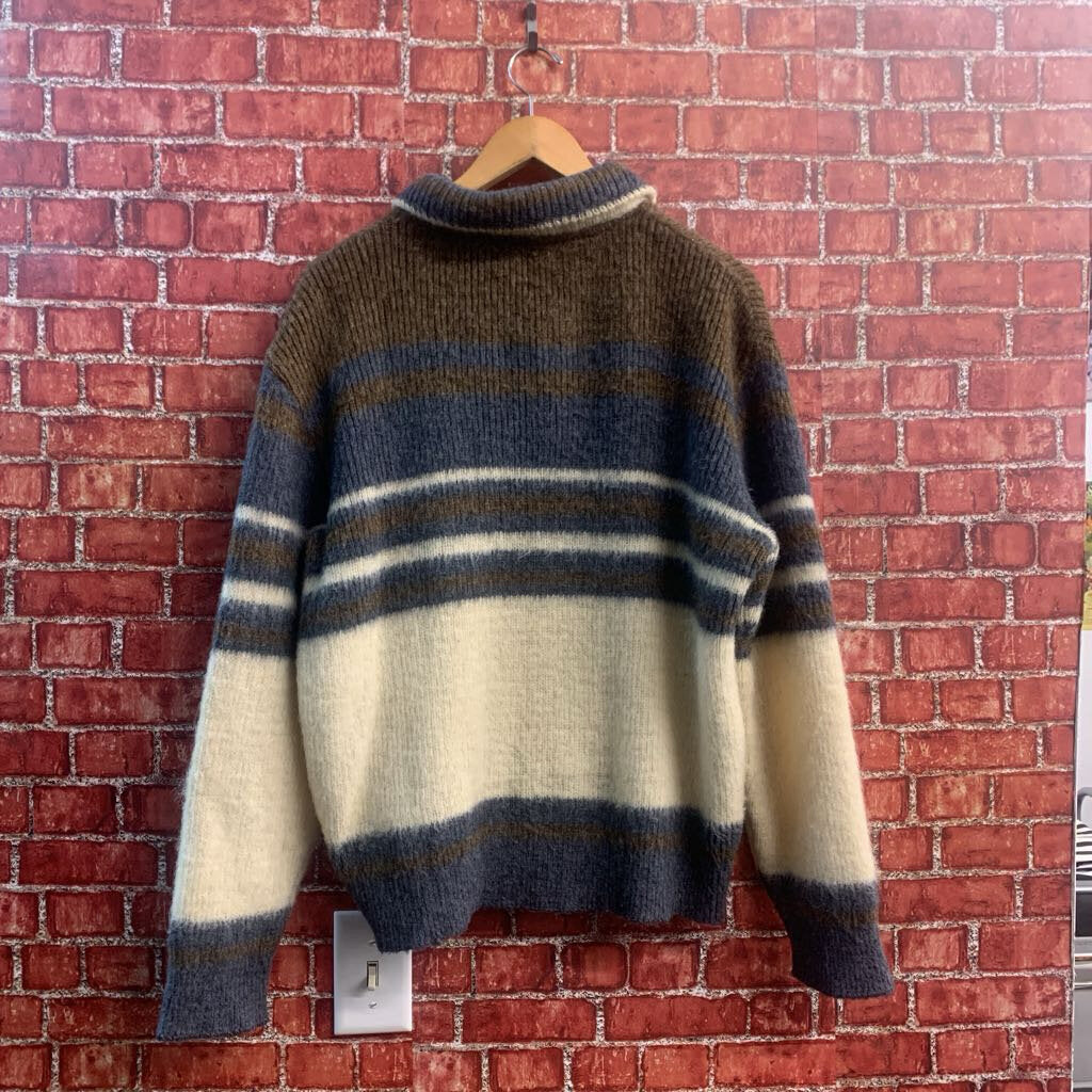 Jantzen Zip-Up Mohair Blend Cardigan Brown/Creme/Grey Men’s Size M
