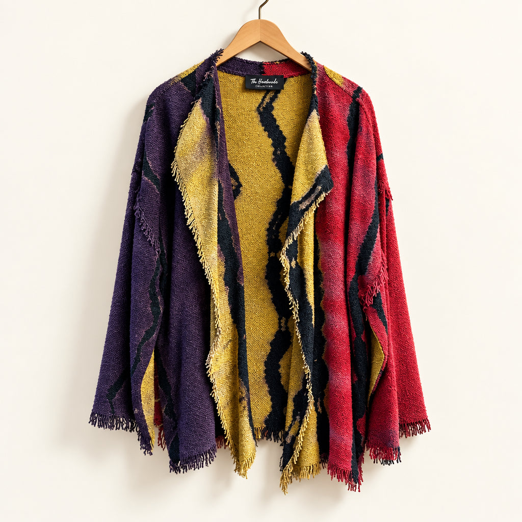 Dilemma New York Woven Open Cardigan Yellow/Purple/Red/Black Ladies Size 2XL
