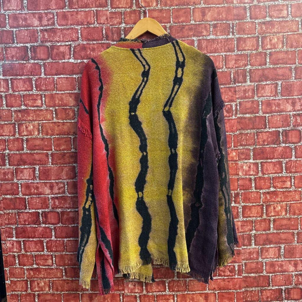 Dilemma New York Woven Open Cardigan Yellow/Purple/Red/Black Ladies Size 2XL