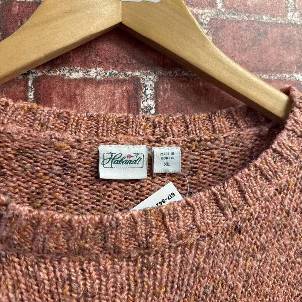 Haband Vintage Sweater Knit Pink/Brown Ladies Size XL