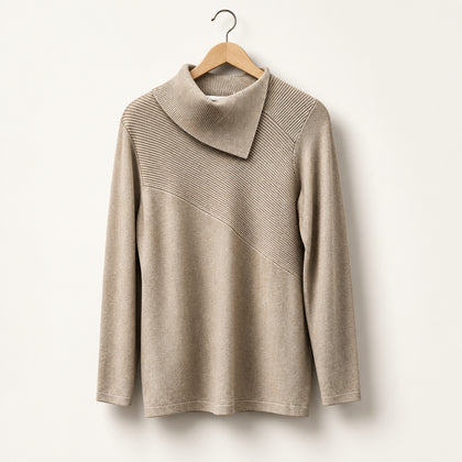 Metric Vintage Sweater Open Turtleneck Taupe Ladies Size XL