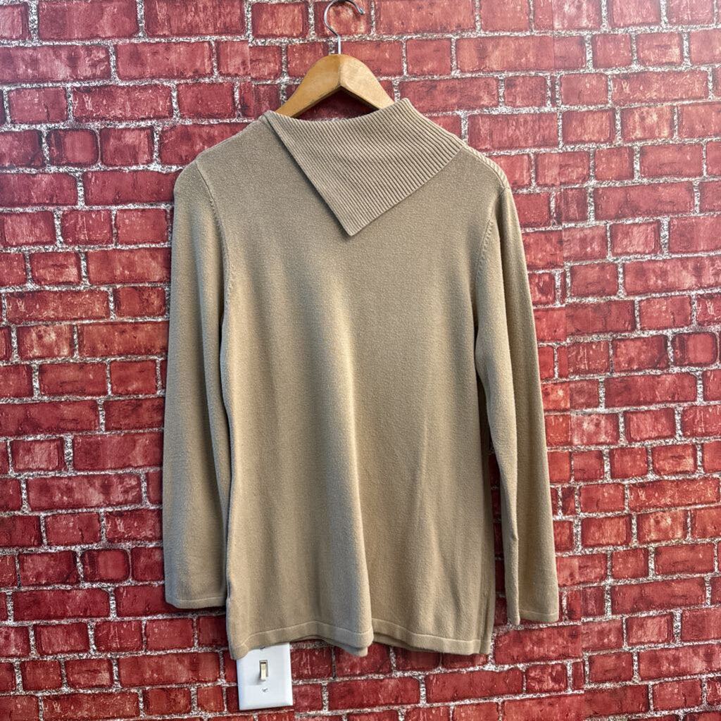 Metric Vintage Sweater Open Turtleneck Taupe Ladies Size XL