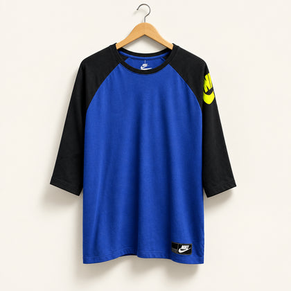 Nike Future Raglan Sleeve Baseball Tee Black/Blue/Yellow Men’s Size L