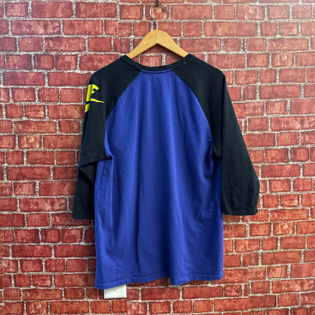 Nike Future Raglan Sleeve Baseball Tee Black/Blue/Yellow Men’s Size L
