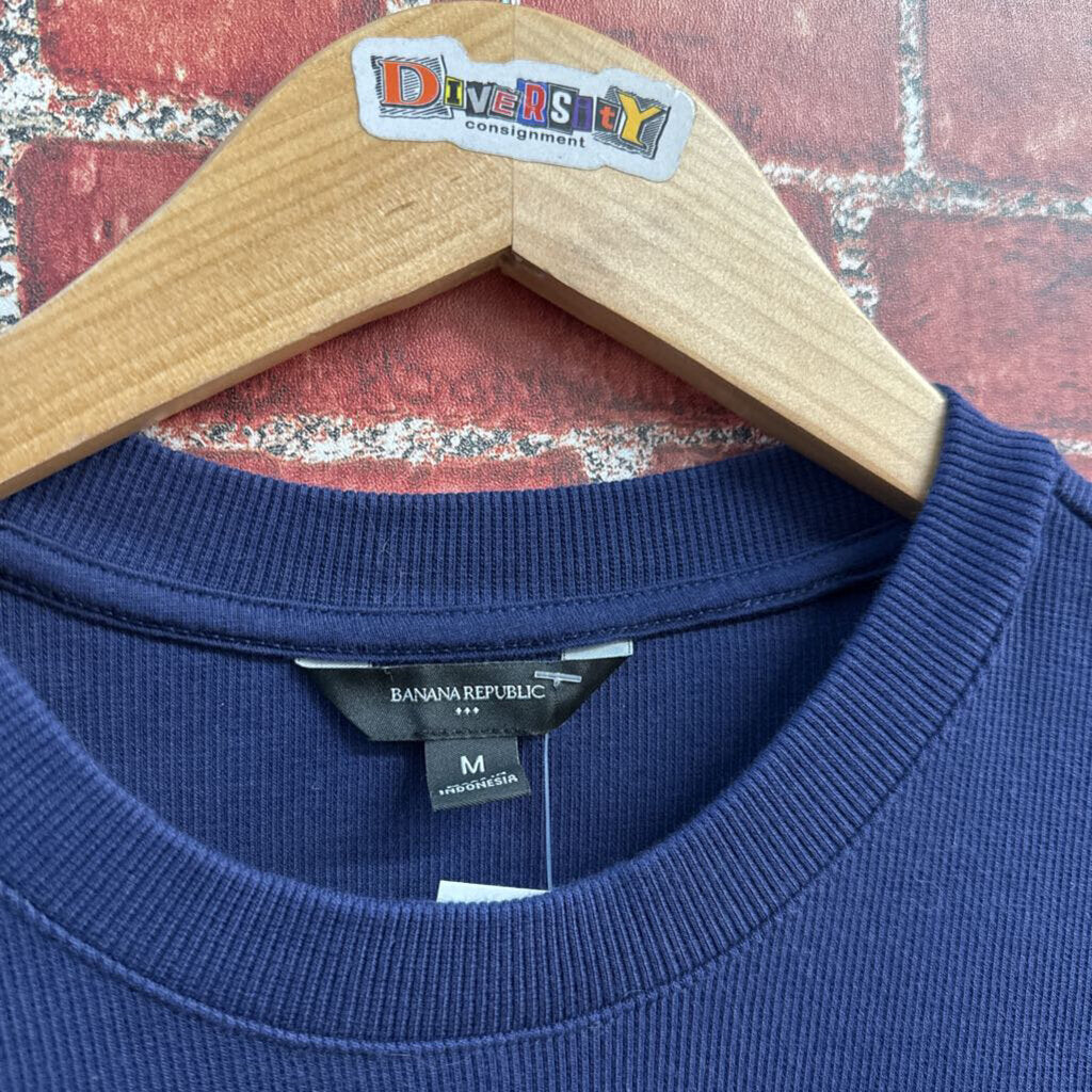 Banana Republic Heavyweight Pique Crewneck Tee Navy Men’s Size M