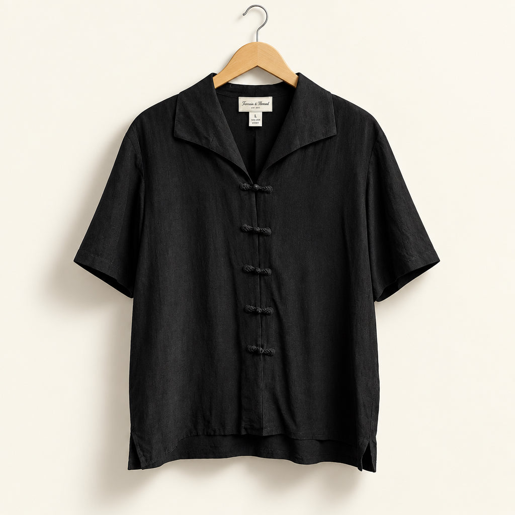 Vintage Spenser Jeremy Frog Closure "Button" Up Top Black Ladies Size M