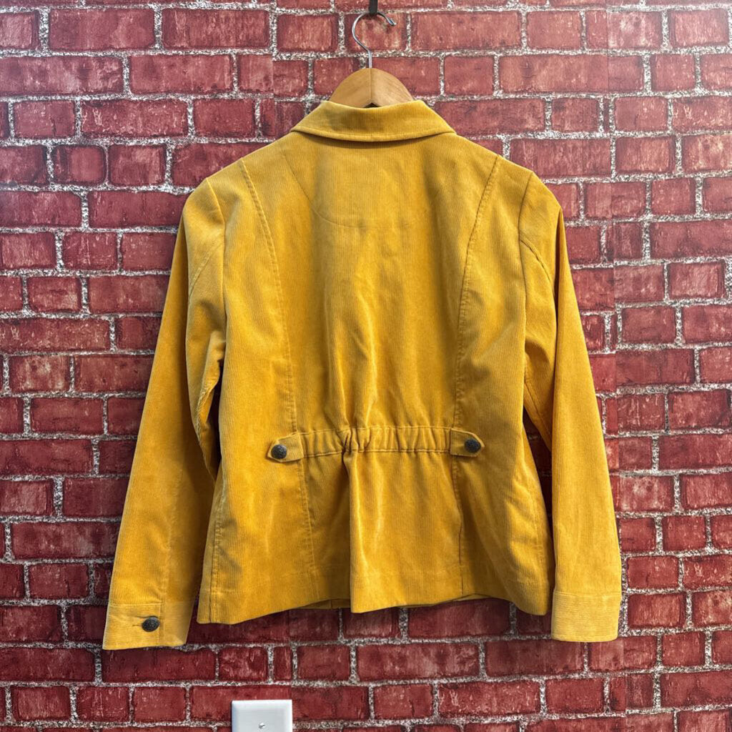 Christopher And Banks Faux Suede Zip-Up Lightweight Jacket Corduroy Yellow Ladies Size S