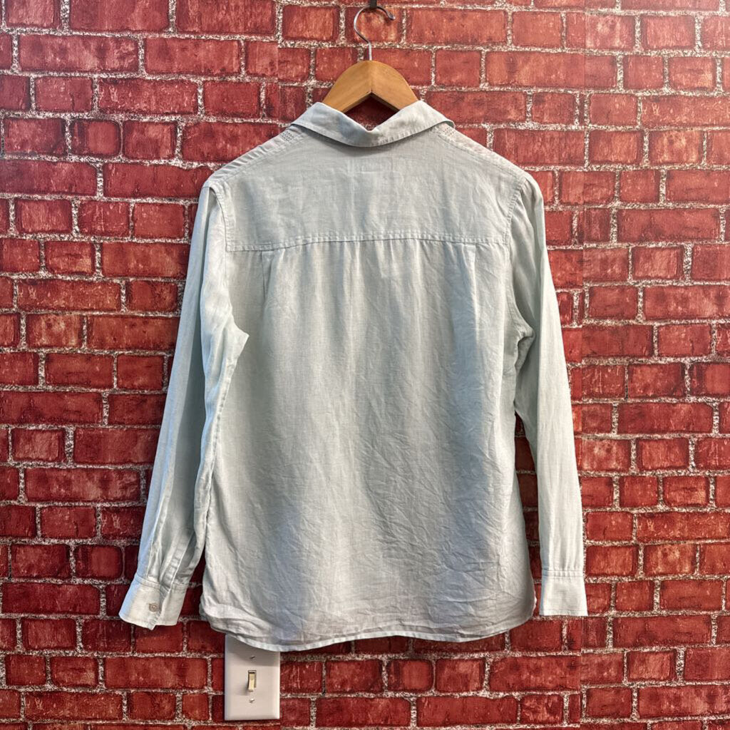 Brooks Brothers Linen Button Up Seafoam Green Ladies Size 4