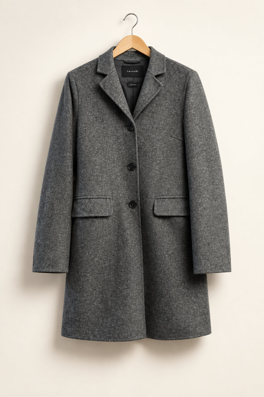 Tahari Pea Coat Wool Blend Grey Ladies Size S