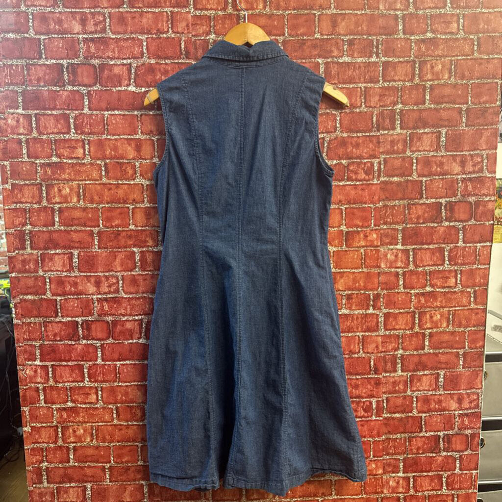 Anne Klein Midi Dress Button Up Tank Chambray Blue Ladies Size 6