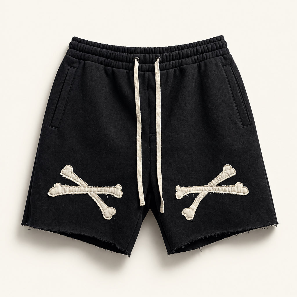 Saint Morta Sweat Shorts Bones Black/Beige Men’s Size 2XL