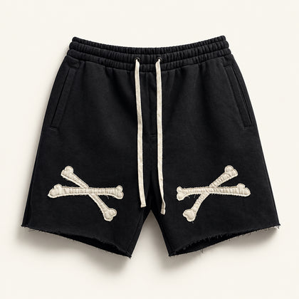 Saint Morta Sweat Shorts Bones Black/Beige Men’s Size 2XL