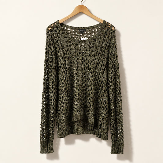 Lucky Brand Sweater Wide Knit Metallic Bronze Ladies Size M