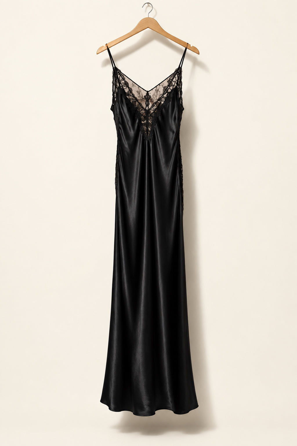 Victoria's Secret Slip Dress Lace Silk Black Size L
