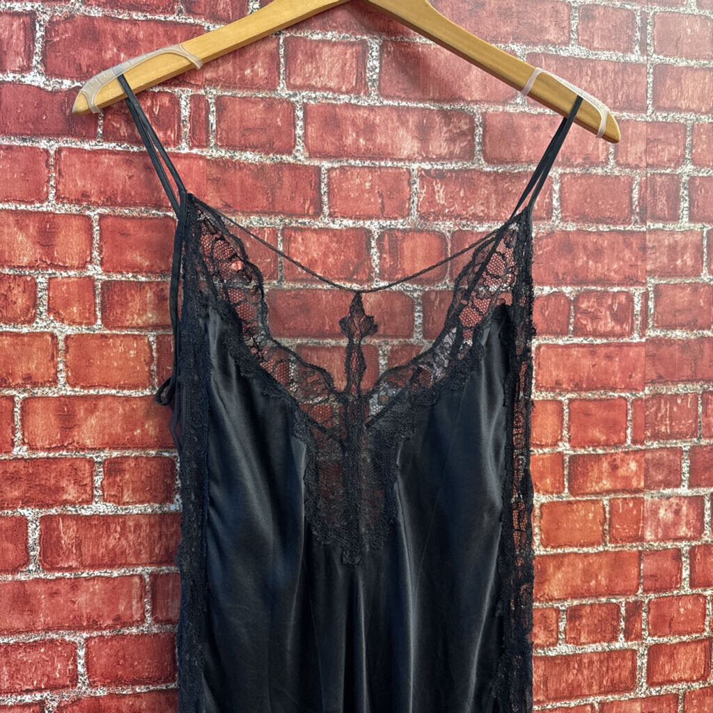 Victoria's Secret Slip Dress Lace Silk Black Size L