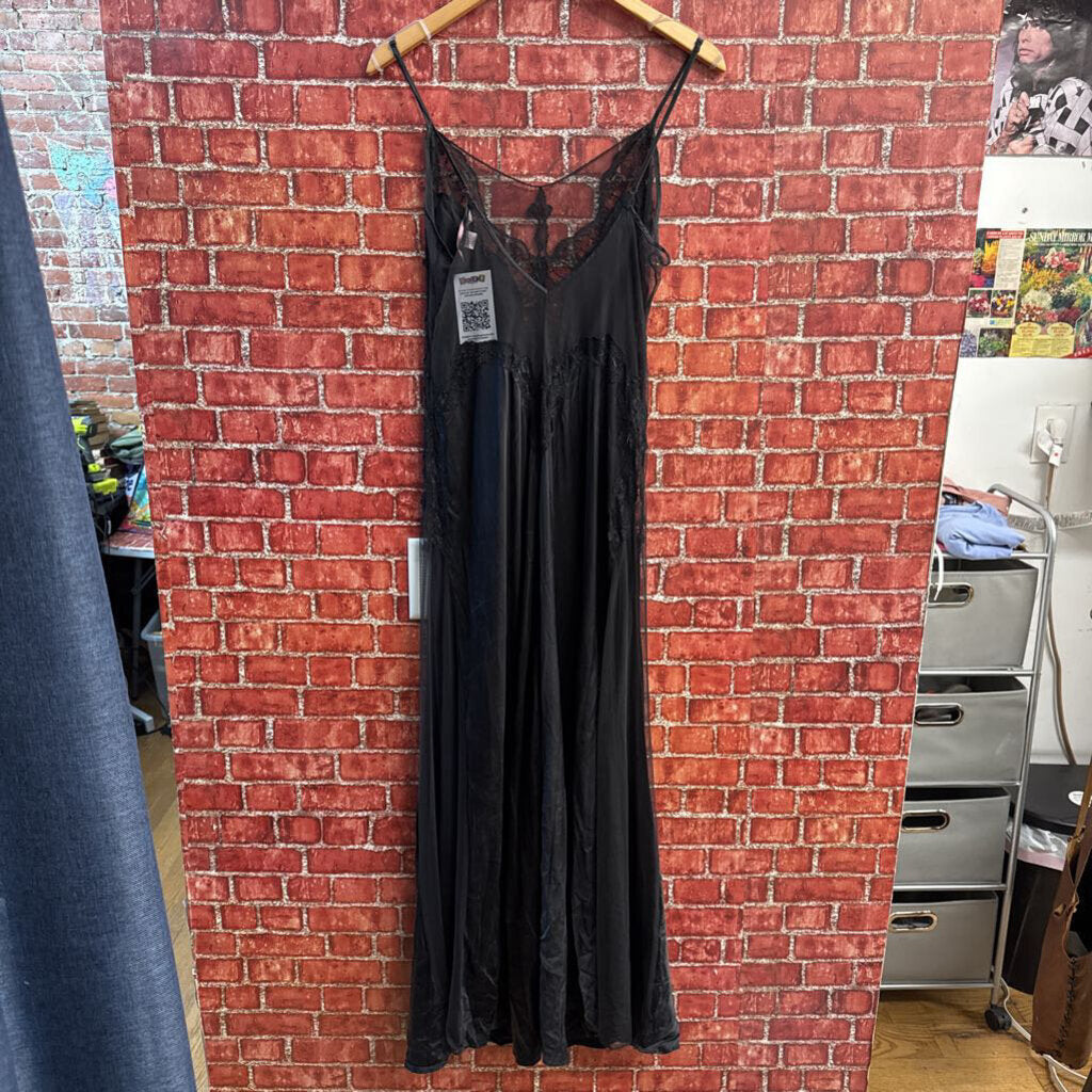 Victoria's Secret Slip Dress Lace Silk Black Size L