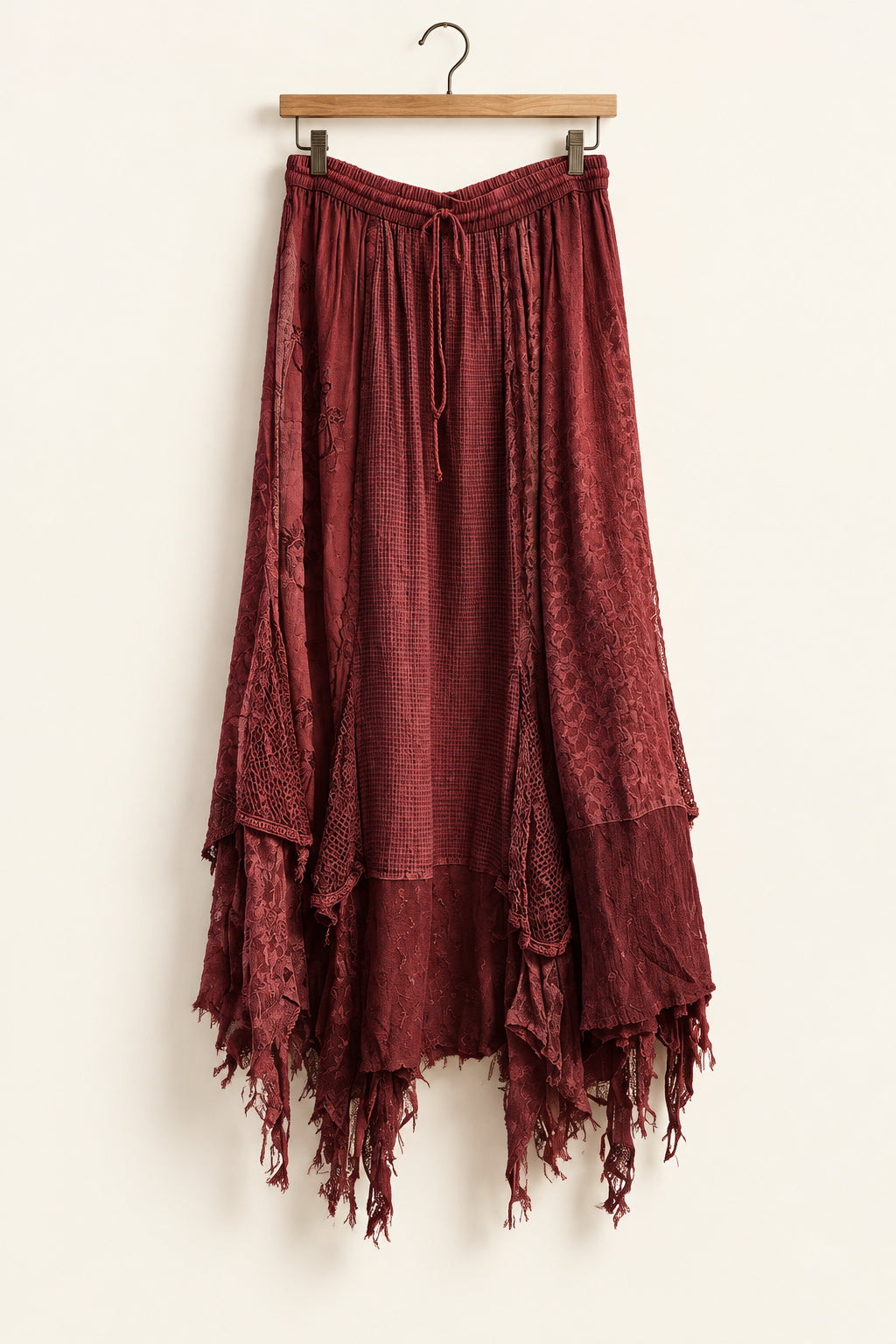 Belma Maxi Skirt Floral Embroidered Burgundy OS