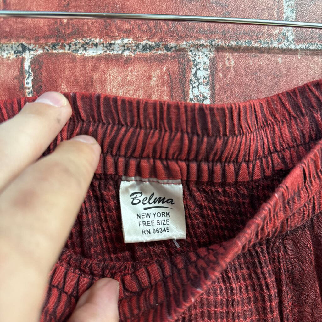 Belma Maxi Skirt Floral Embroidered Burgundy OS
