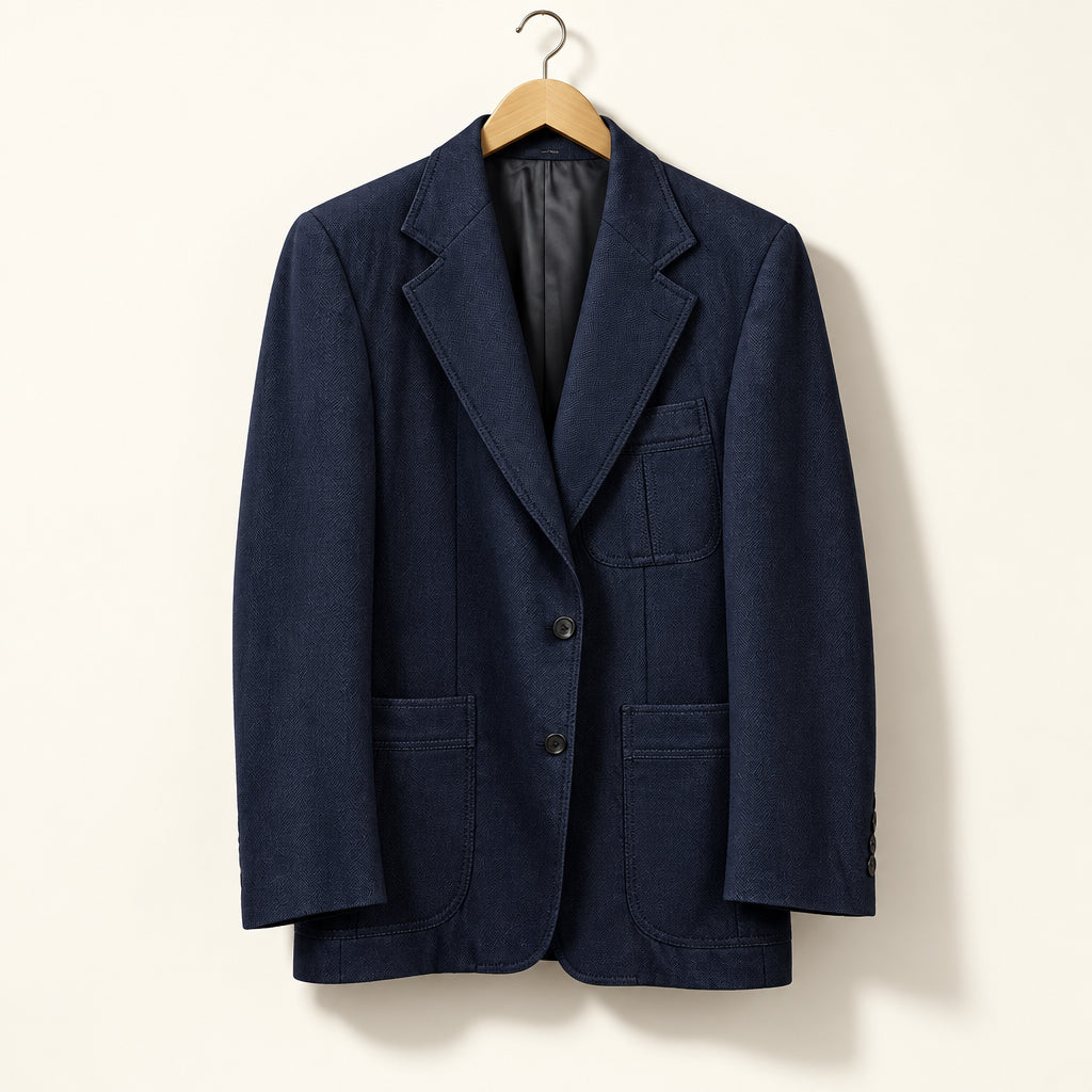 Stanley Blacker Vintage Blazer Wool Double Stitch Navy