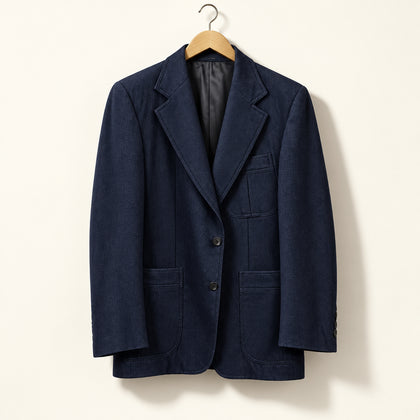 Stanley Blacker Vintage Blazer Wool Double Stitch Navy