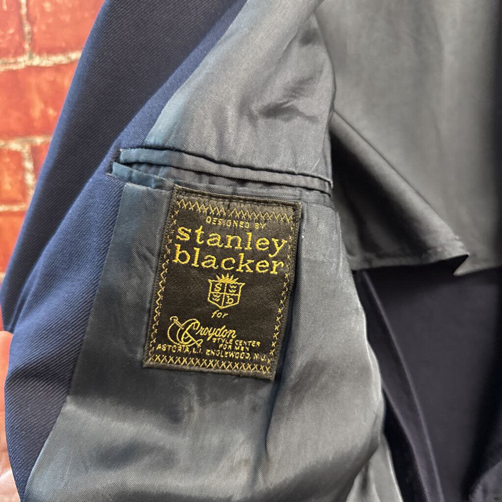 Stanley Blacker Vintage Blazer Wool Double Stitch Navy