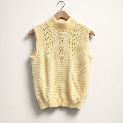 Herald House Vintage Sweater Vest Knit Mock Neck Yellow Ladies Size M