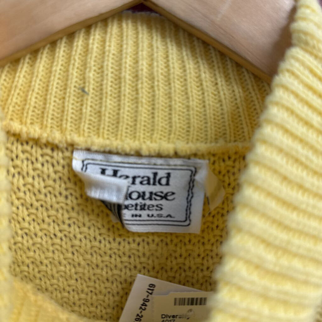 Herald House Vintage Sweater Vest Knit Mock Neck Yellow Ladies Size M