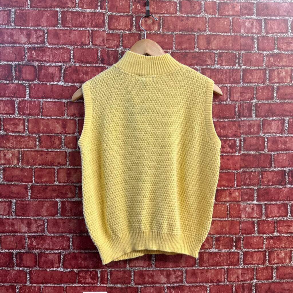 Herald House Vintage Sweater Vest Knit Mock Neck Yellow Ladies Size M