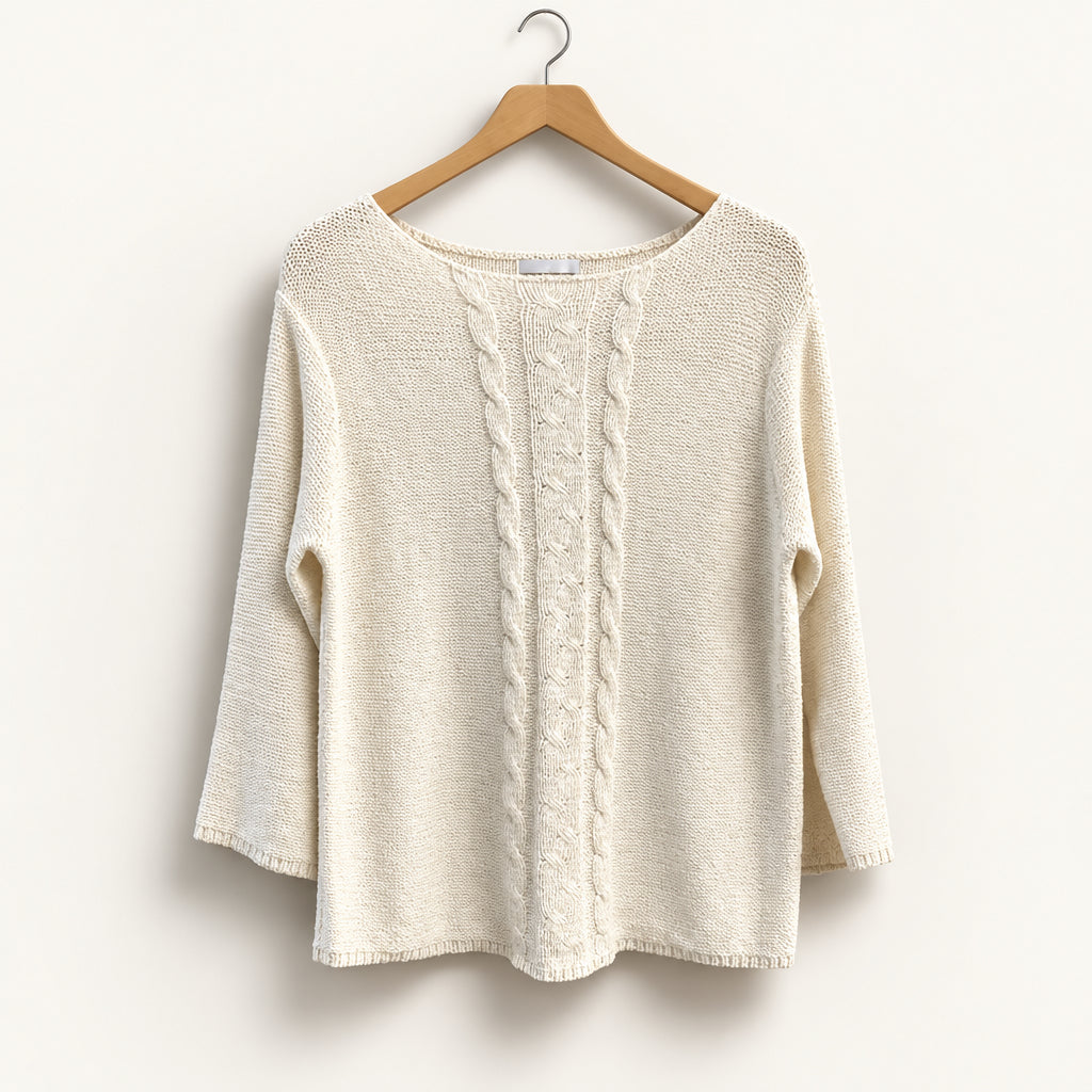 Rena Rowan Vintage Sweater Cable Knit White Ladies Size L