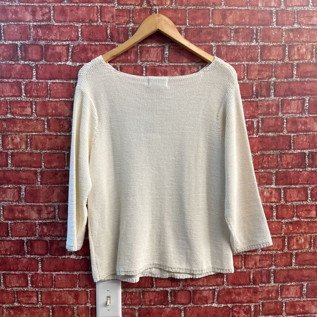 Rena Rowan Vintage Sweater Cable Knit White Ladies Size L