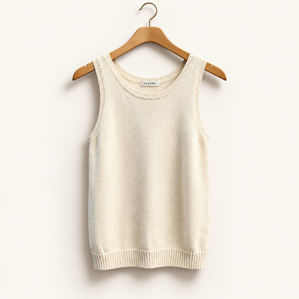Cambridge Spirit Vintage Knit Vest Beige Ladies Size M