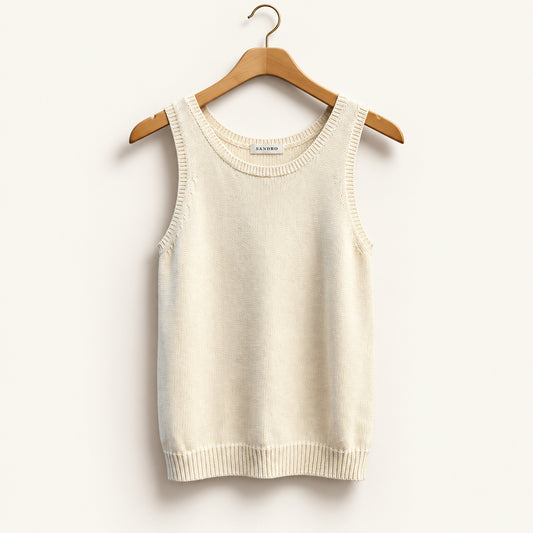 Cambridge Spirit Vintage Knit Vest Beige Ladies Size M
