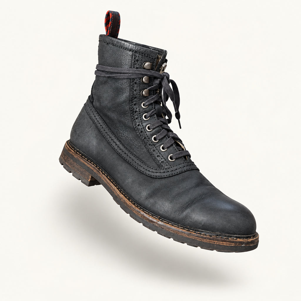 Polo Ralph Lauren Leather Boots Wingtip Black Size 8.5M