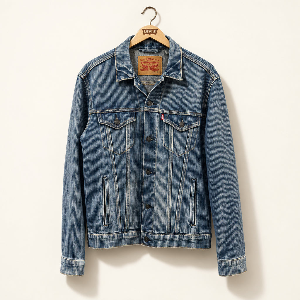 Levi Strauss & Co Jean Jacket Faded Pin Stripes Blue Men’s Size M