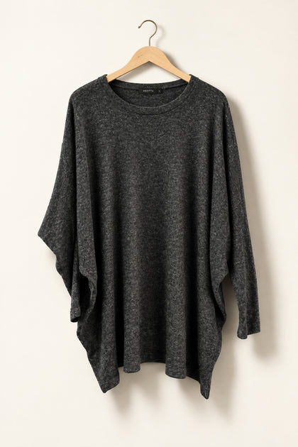 Audrey 3+1 Sweater Oversized Small Sleeves Grey Ladies Size 3XL