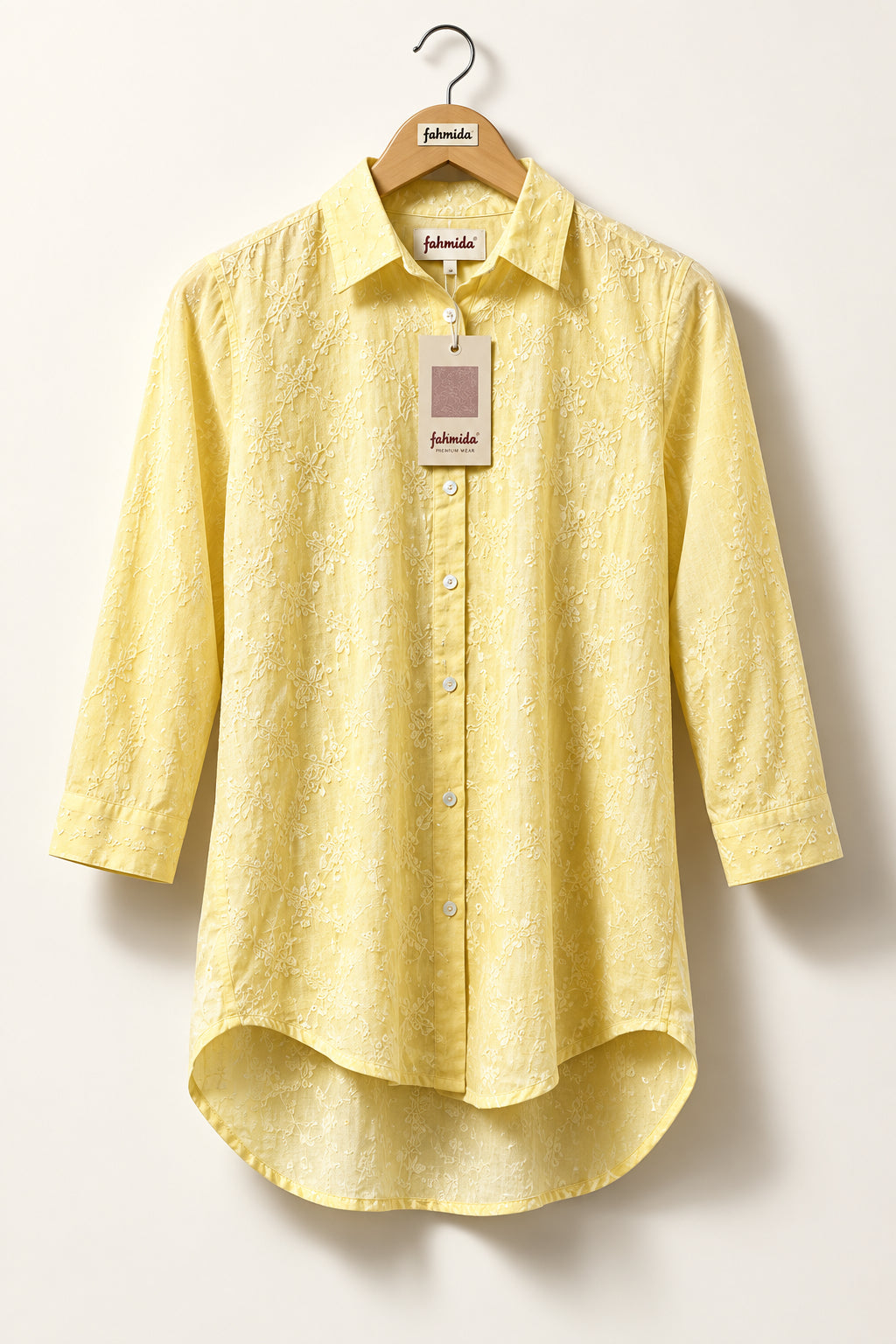 NWT Fabindia Button Up Embroidered Yellow Ladies Size XS