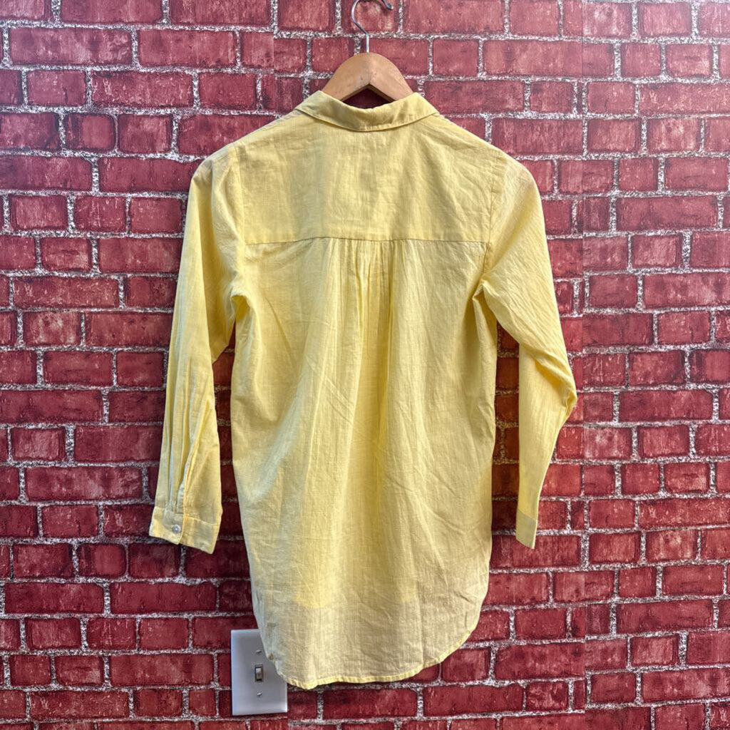 NWT Fabindia Button Up Embroidered Yellow Ladies Size XS